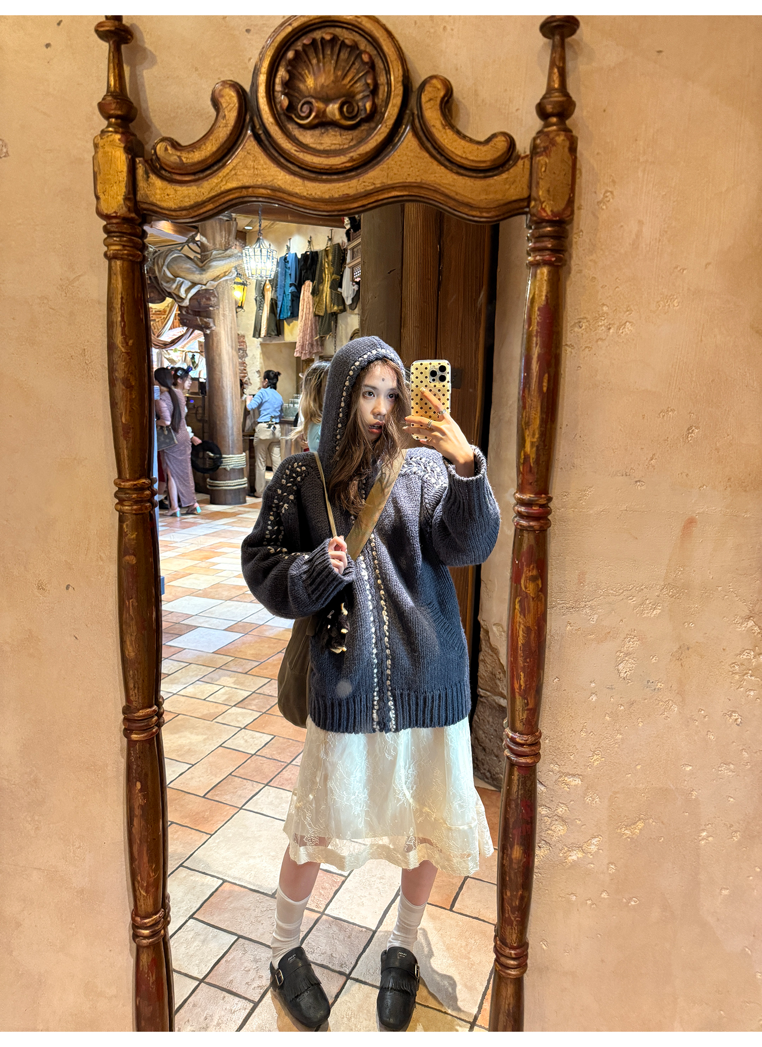 LelyMooch ハリ感レース×ドロストスカート  LEM239