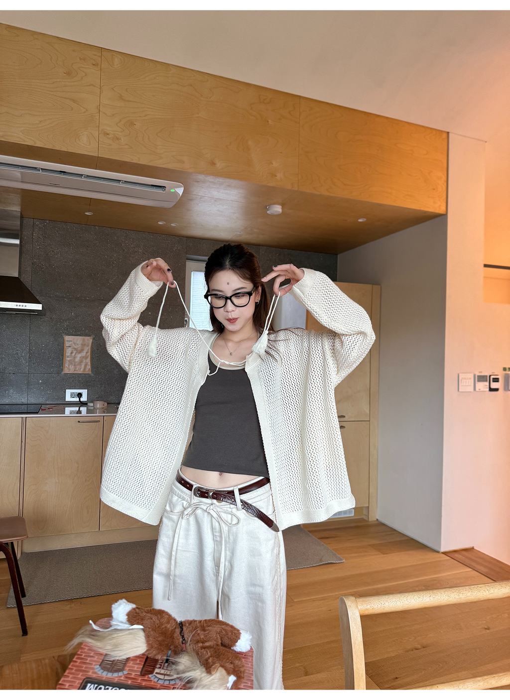 LelyMooch ゆるニットフリンジカーディガン  LEM249