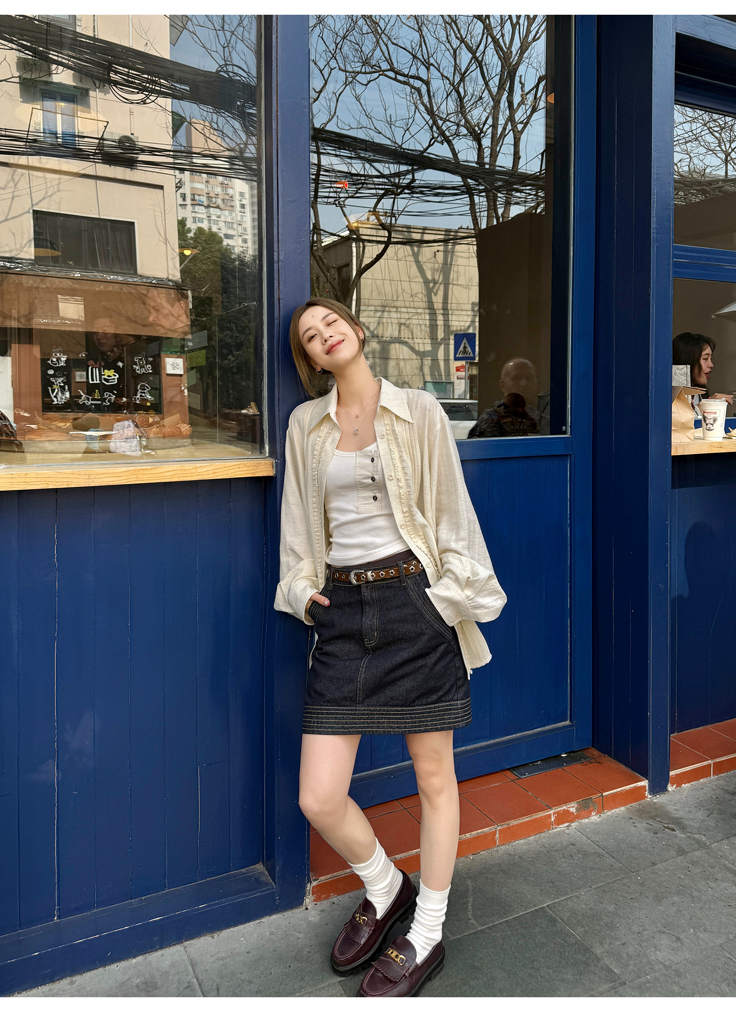 LelyMooch 　デニムスカート‌  インディゴ　LEM129