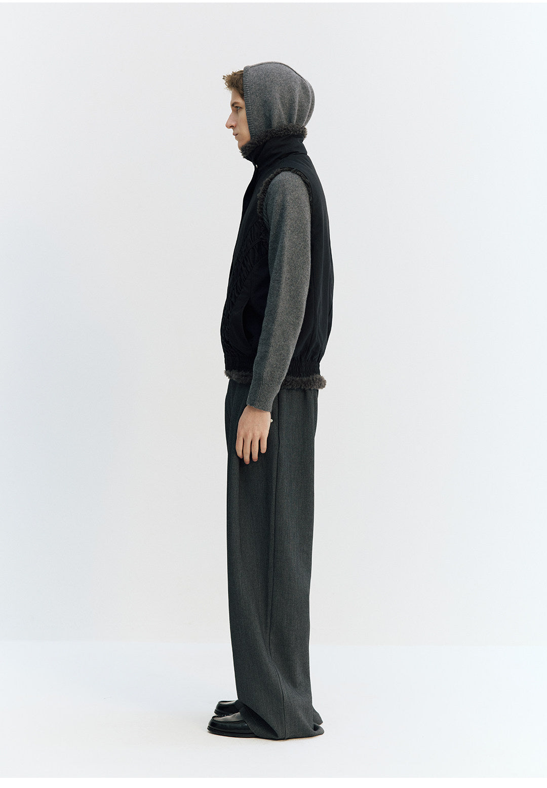 リヨセル混　不規則前立て ワイドパンツ LOM046