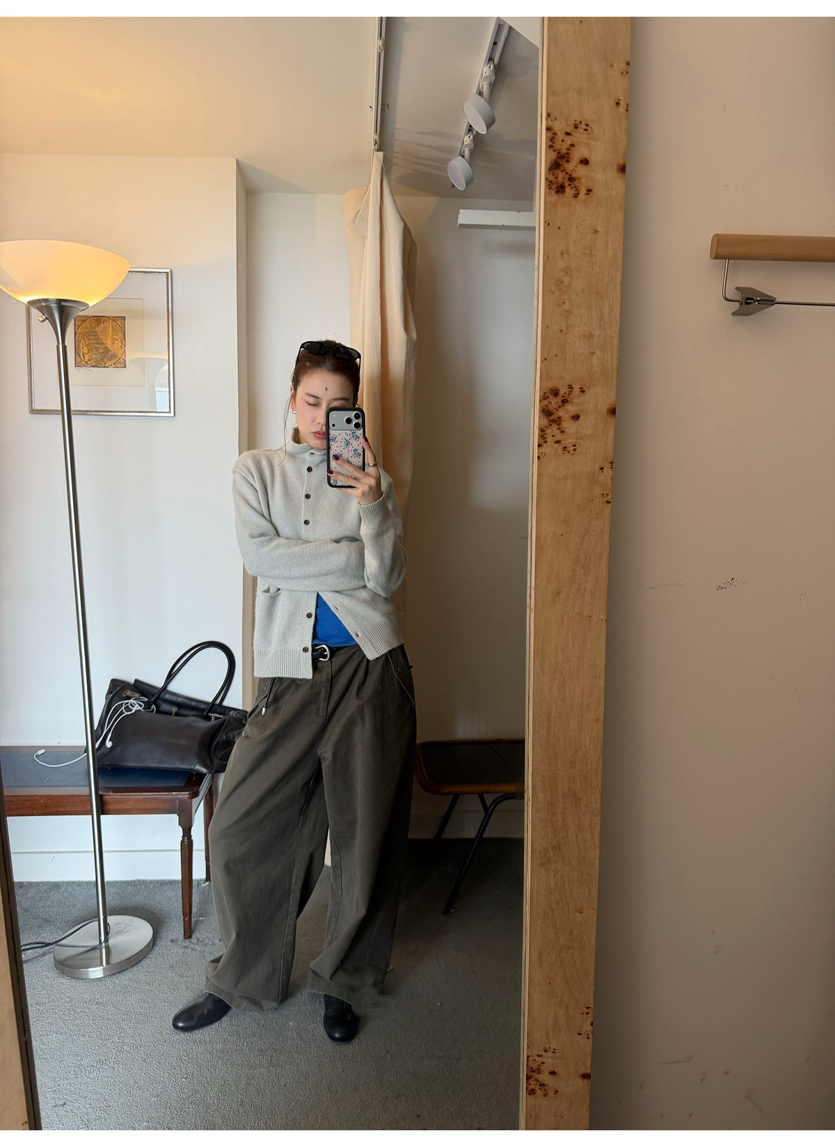 LelyMoochフェードカーキ ワイドトラウザーズ  LEM437