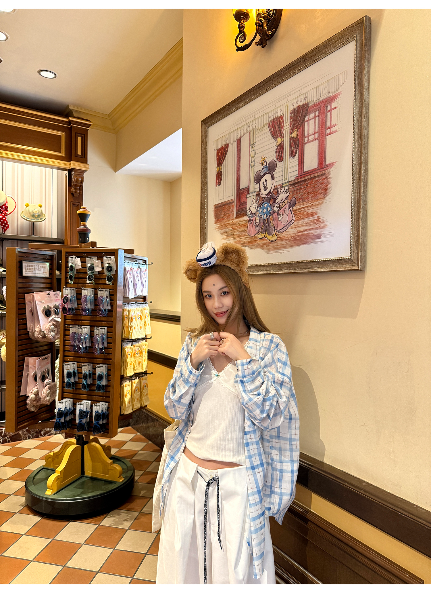 LelyMooch  爽やかチェック リラックス長袖UVシャツ  LEM155