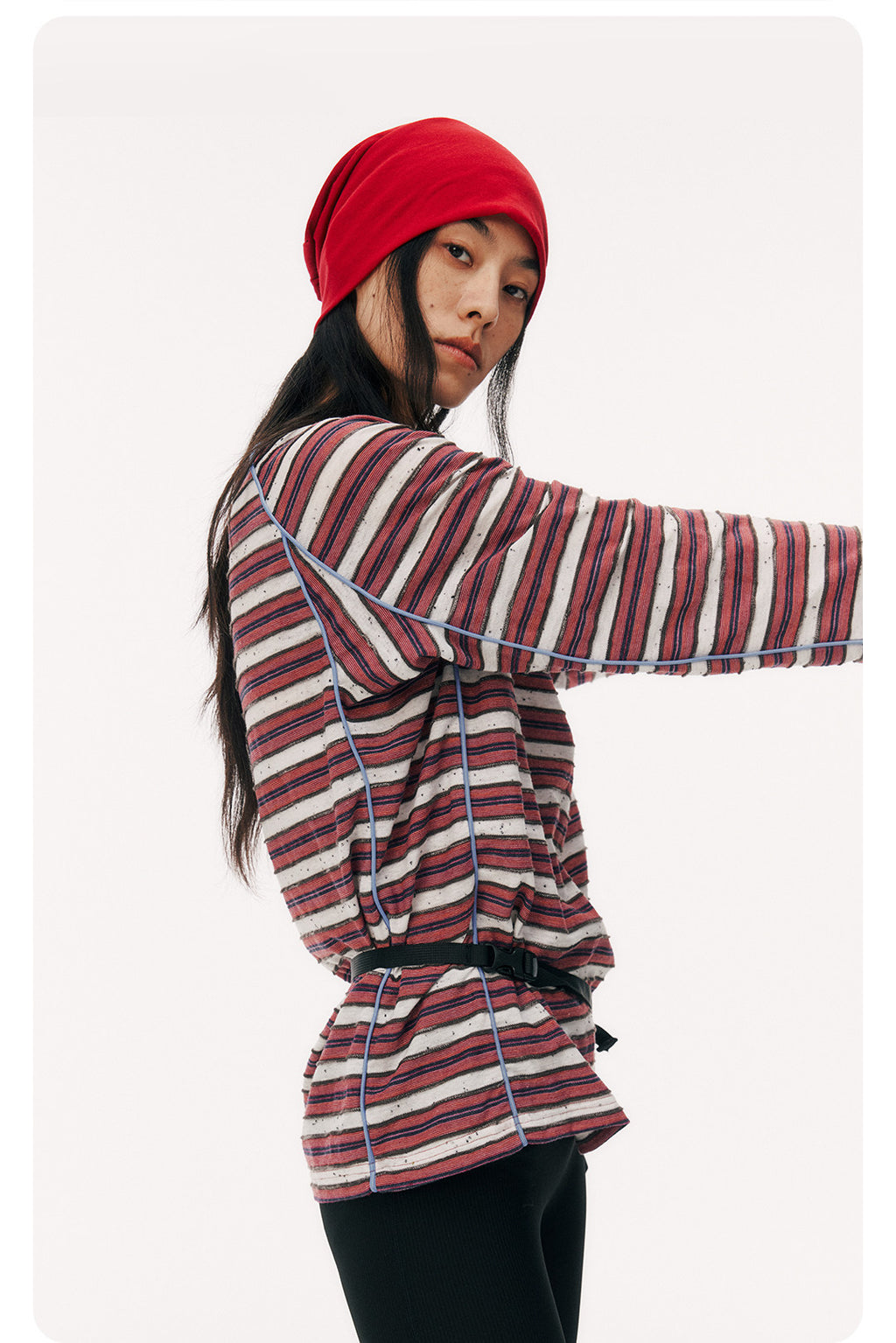 Striped Half-Zip Long Sleeve LOM104