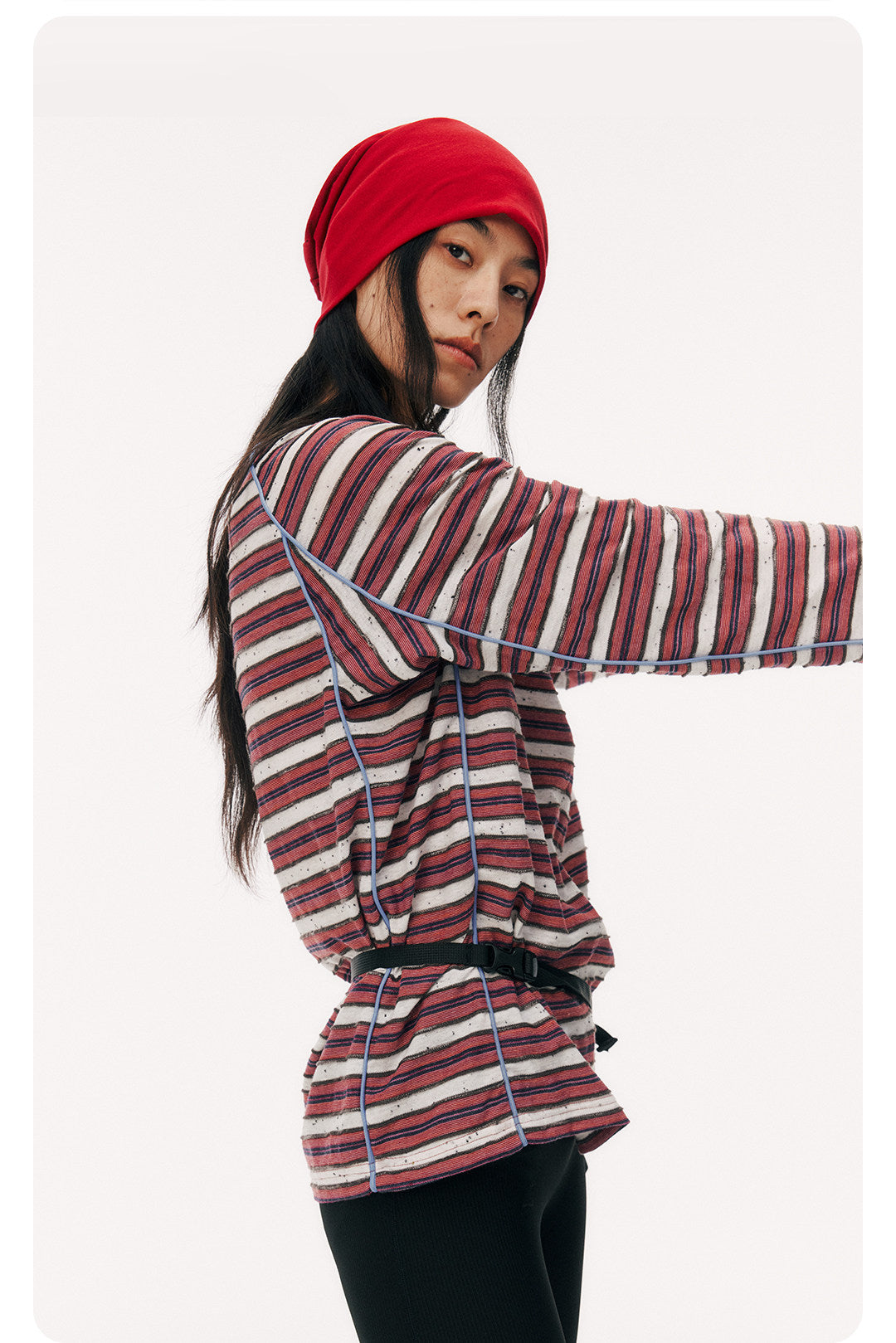 Striped Half-Zip Long Sleeve LOM104