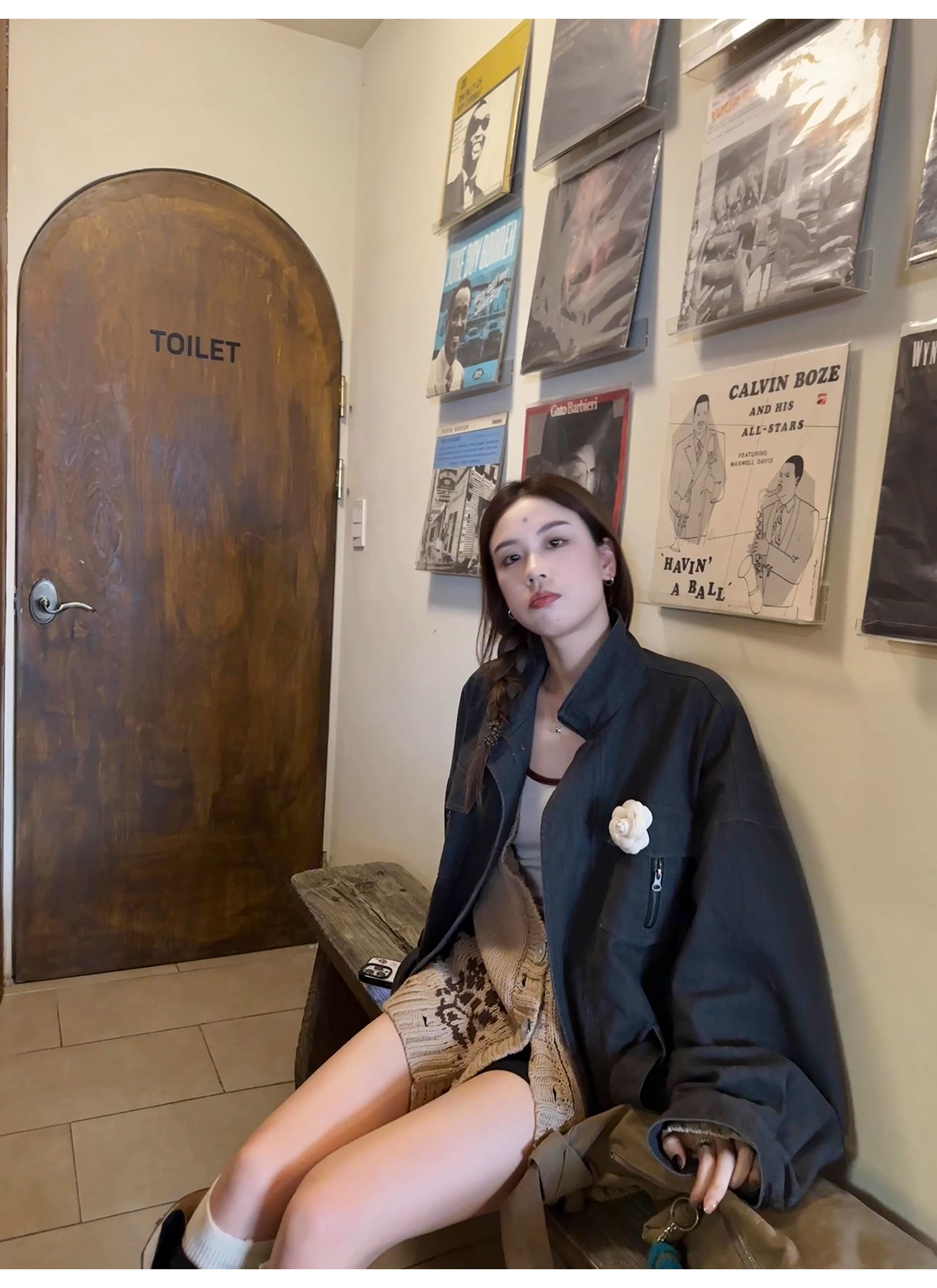 LelyMooch Vネック ニットカーディガン ポケット付き  LEM227