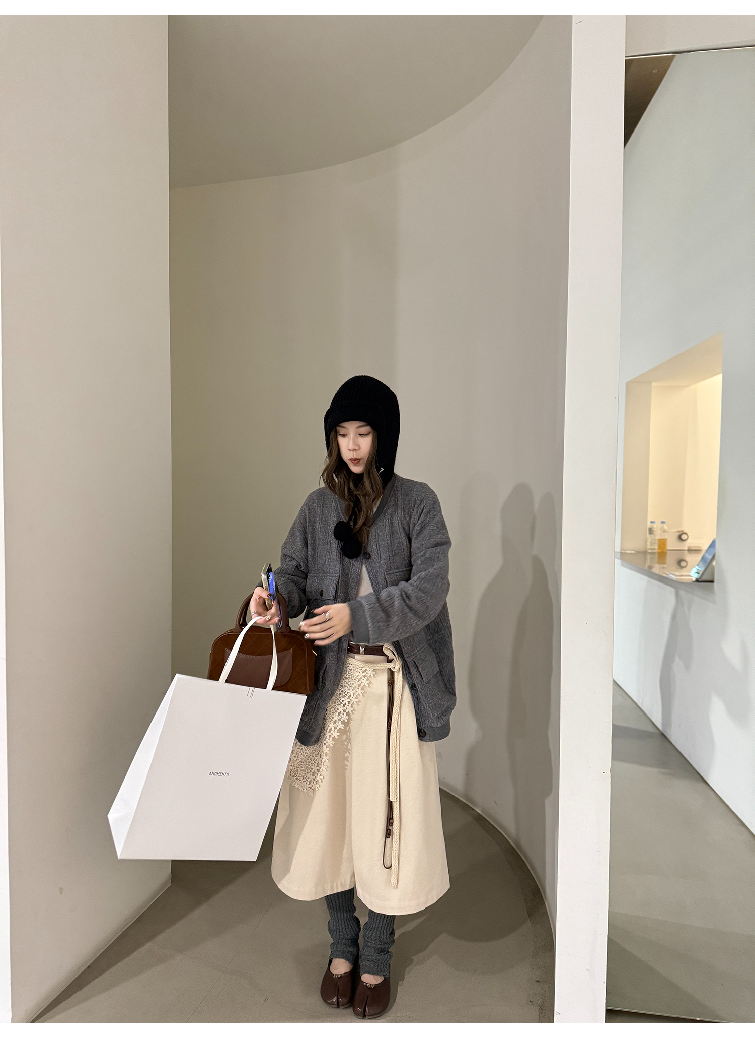 LelyMooch ヴィンテージ絞り編みニットジャケット　LEM263