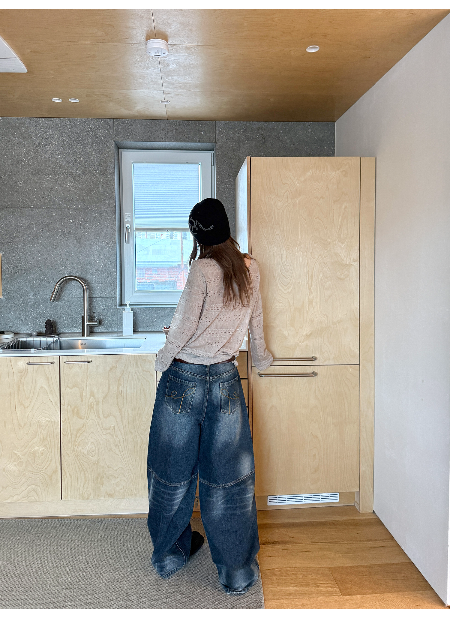 LelyMooch ヴィンテージ風 猫爪ワイドパンツ  LEM225