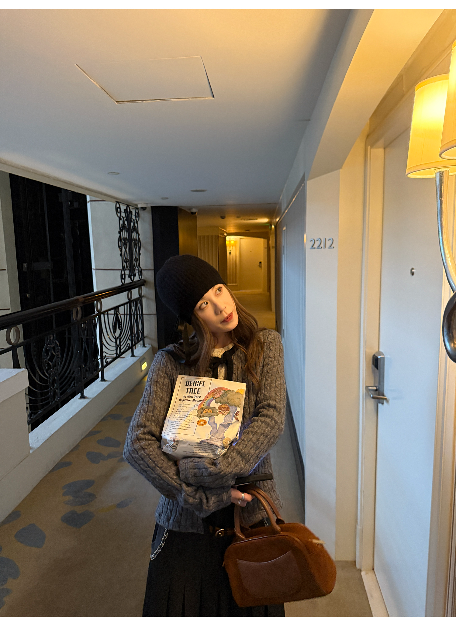 LelyMooch ケーブル調 × 配色リボン ニットトップス LEM276