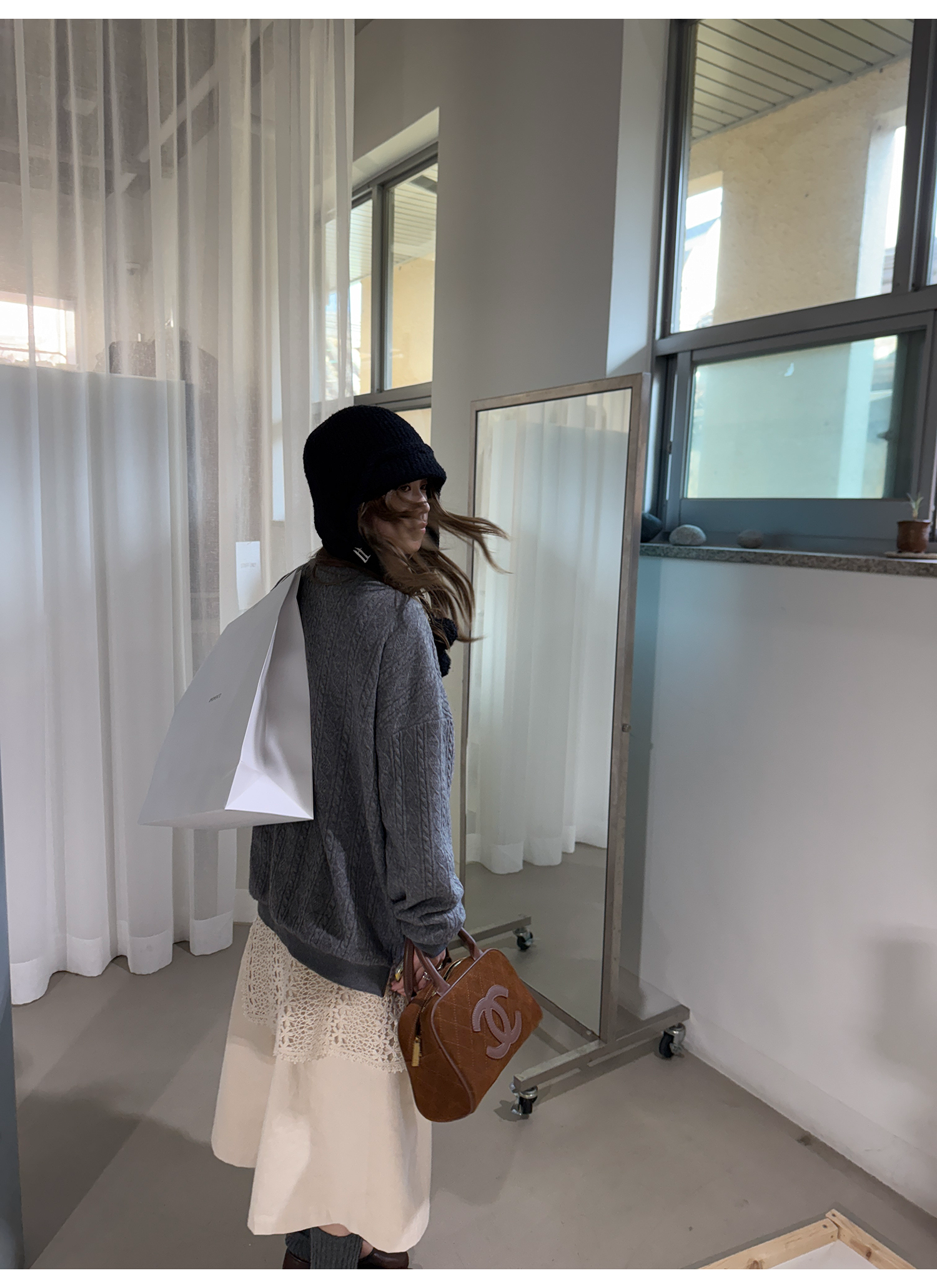 LelyMooch ヴィンテージ絞り編みニットジャケット　LEM263