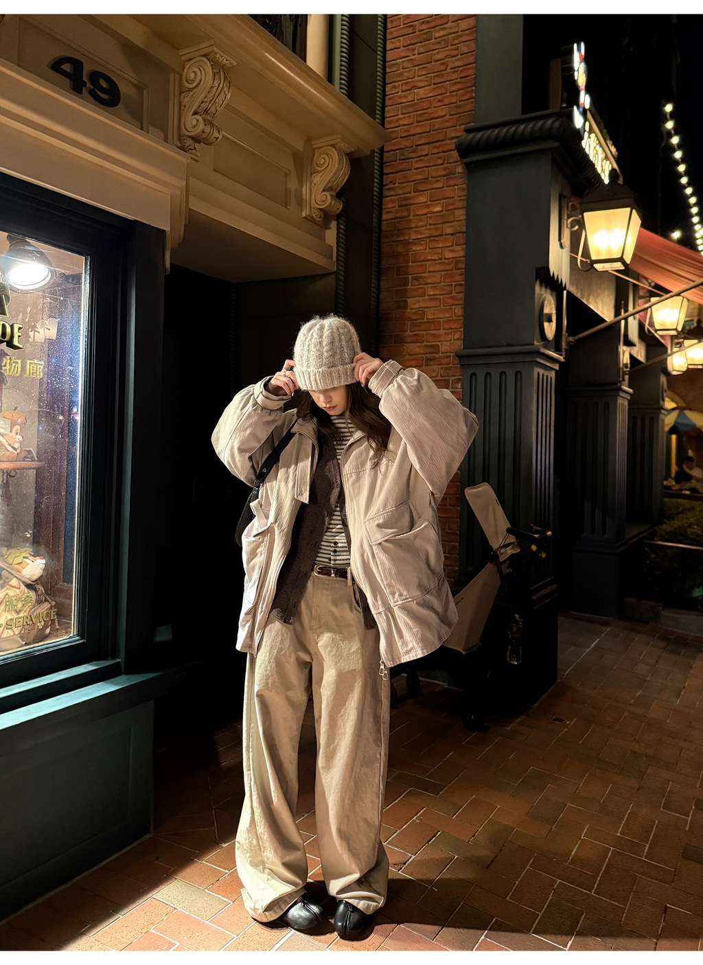 LelyMooch ウォッシュ加工×スタッズワイドパンツ　LEM243