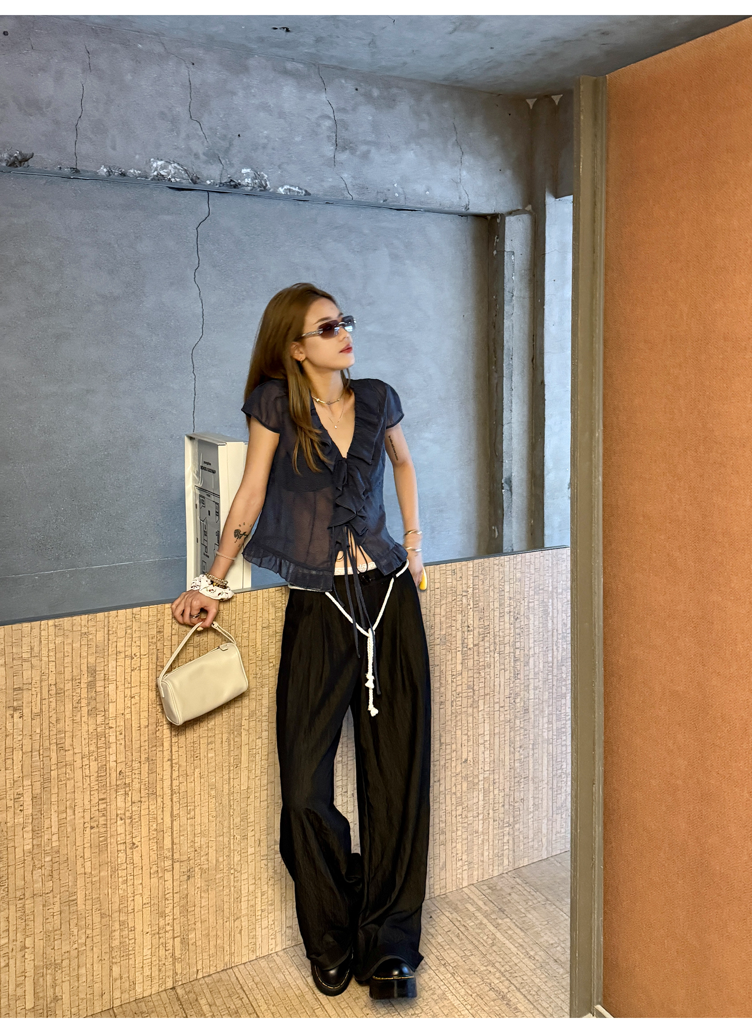 LelyMooch リボン付とろみパンツ　LEM167