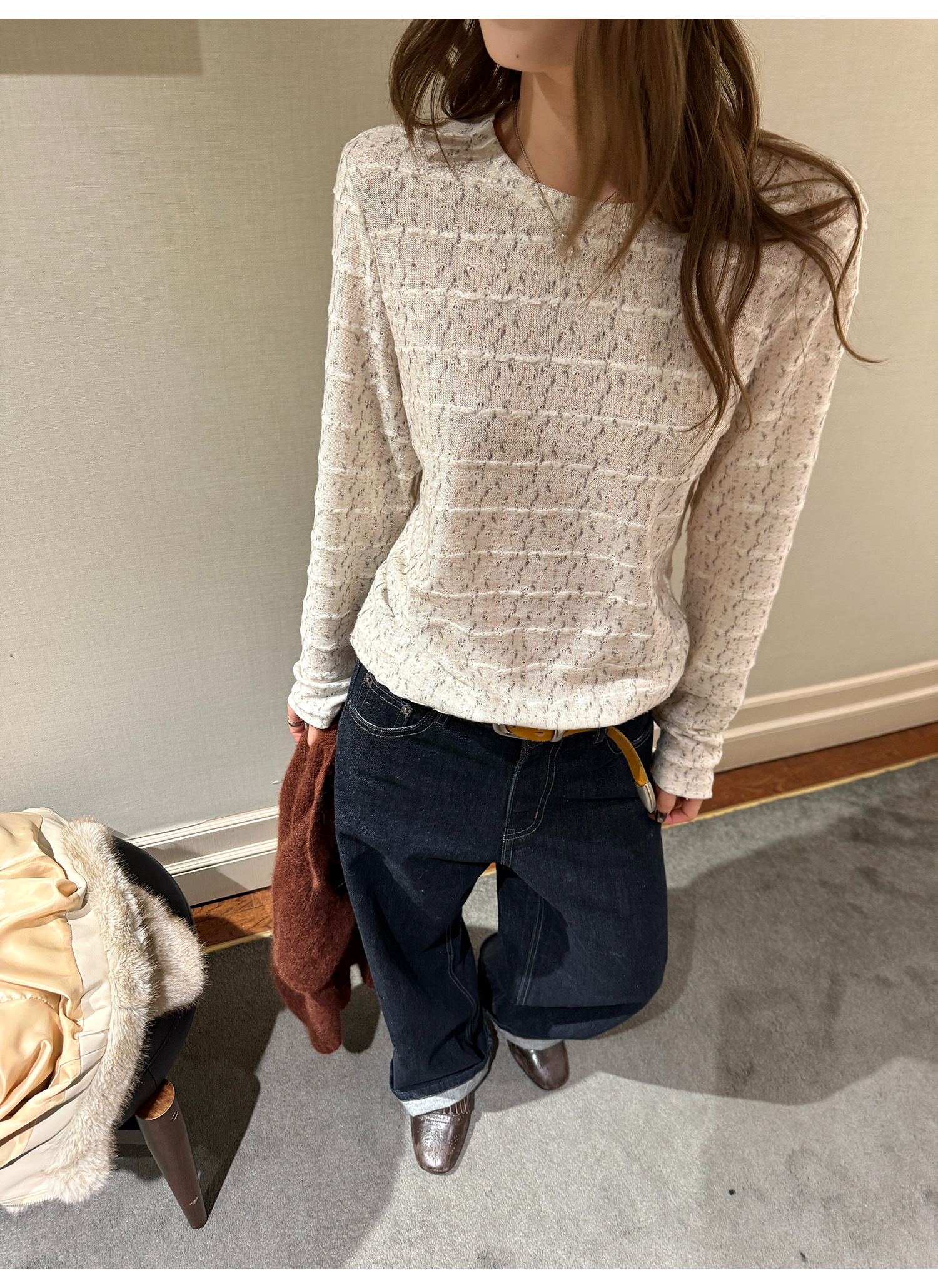 LelyMooch レースタッチ クルーネックトップス  LEM272