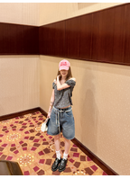 LelyMooch デニムパンツ5分丈｜2色展開  LEM199