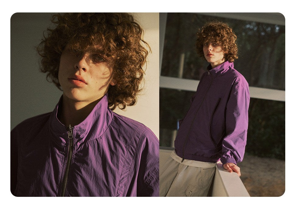 防風×配色リバーシブル仕様 立ち襟スポーツジャケット  LOM032