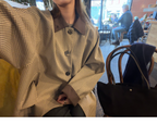 LelyMooch レトロチェック 配色切替 ラグランジャケット  LEM401