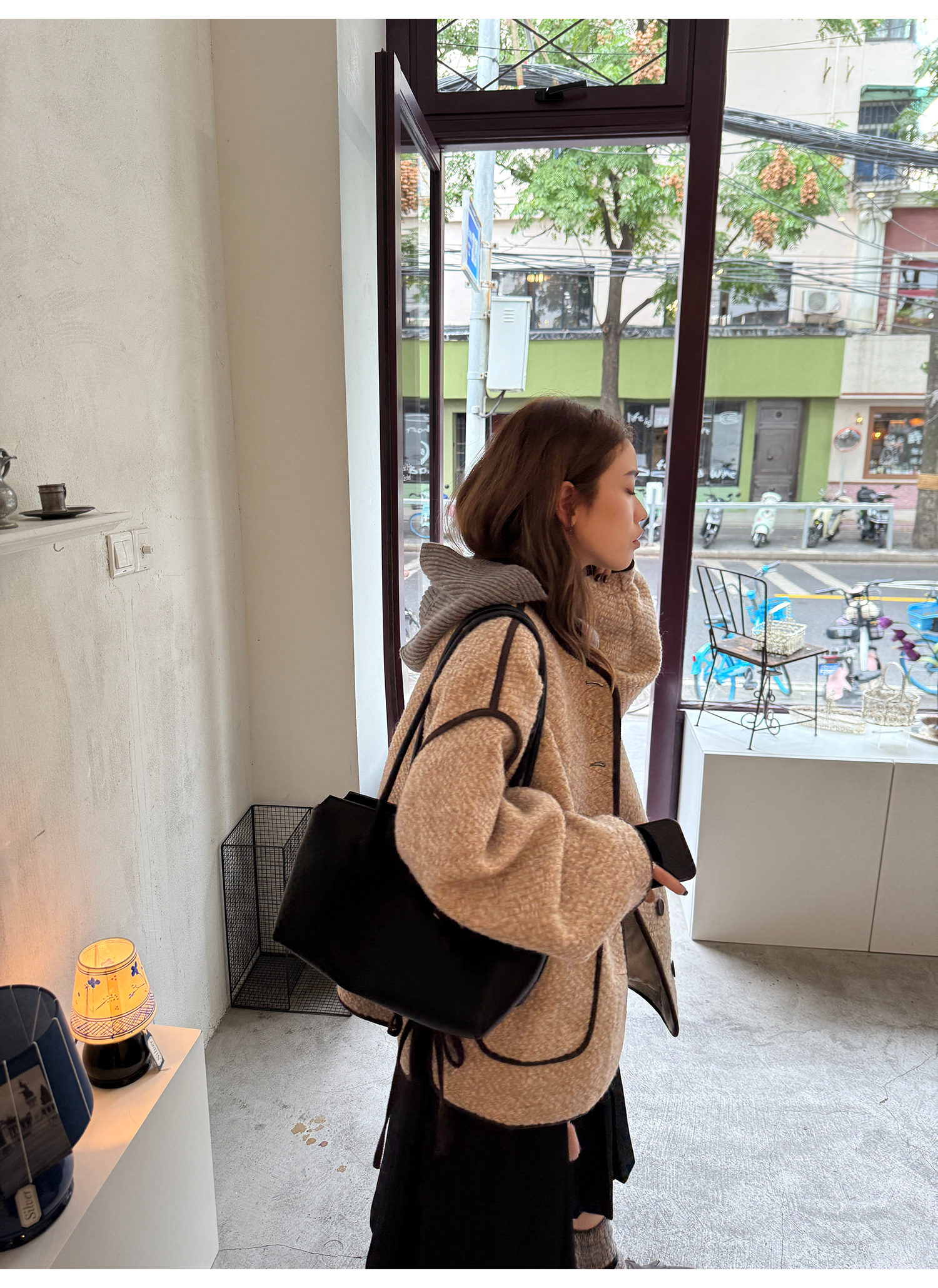 LelyMooch 配色パイピング ループウールジャケット　LEM278