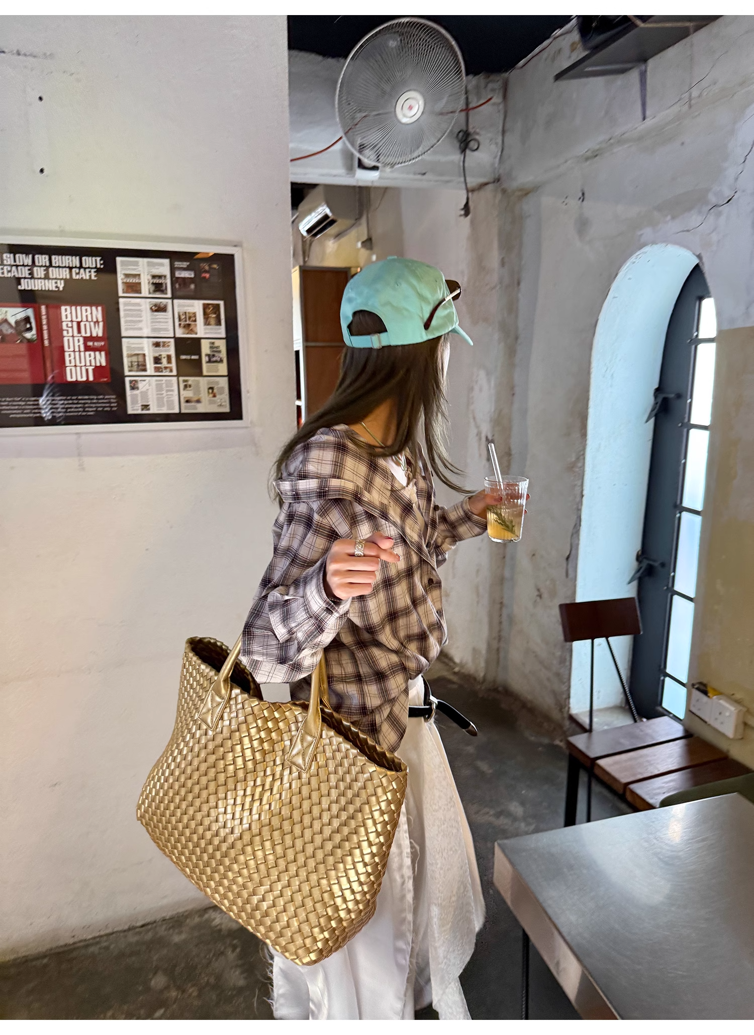 LelyMooch  フード付きミディ丈長袖チェックシャツ  LEM101