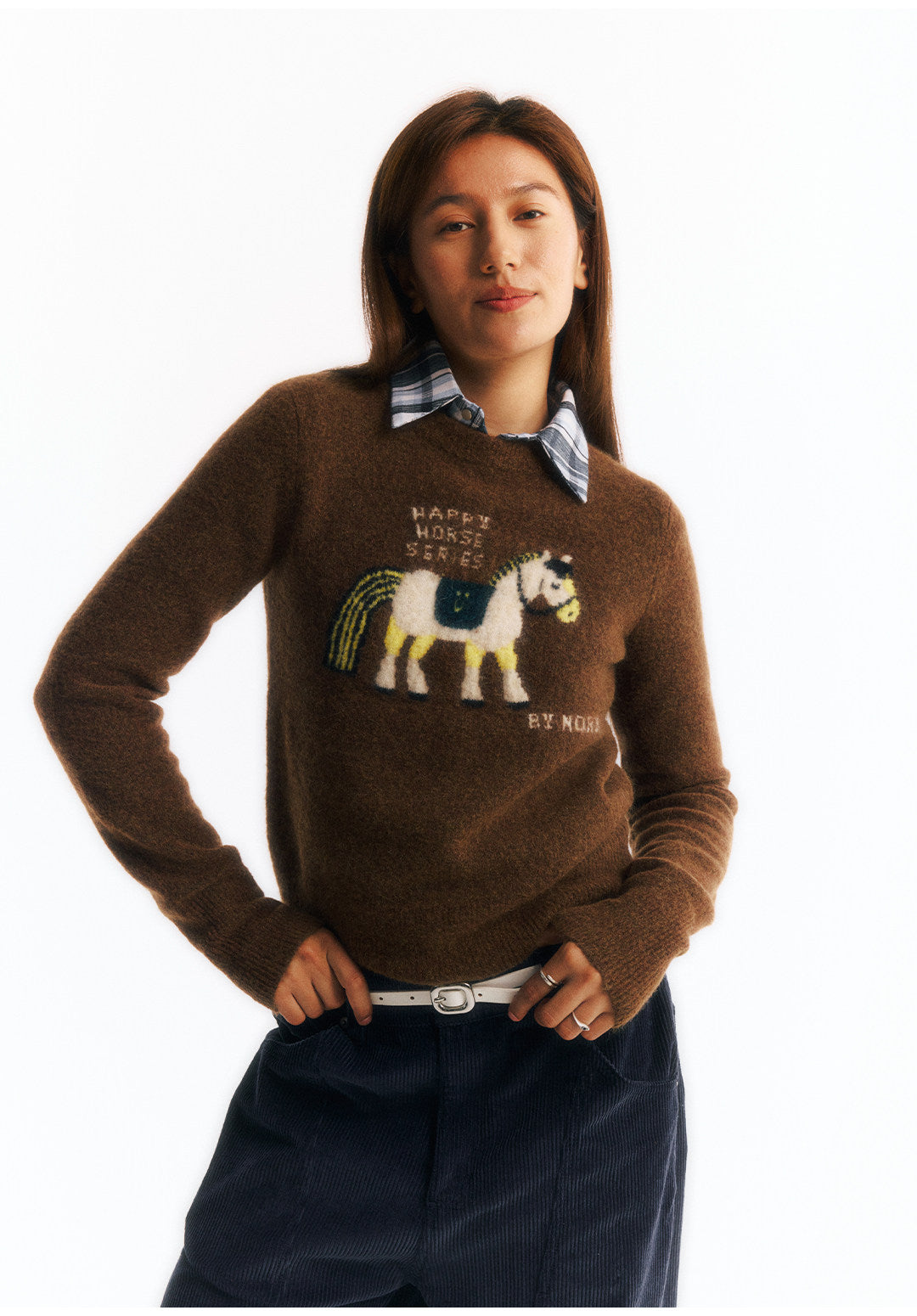 干支・馬モチーフ レトロジャカードニット  LOM040