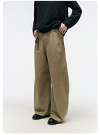 3D Curved Line x Wide Silhouette Structure Tuck Design Denim Pants LOM030