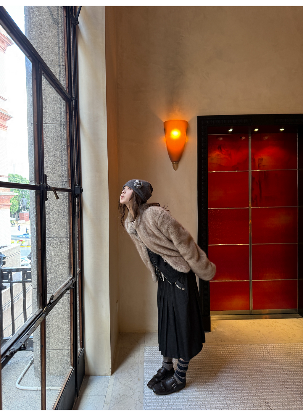 LelyMooch ふわふわエコファーコート｜オートミール  LEM268