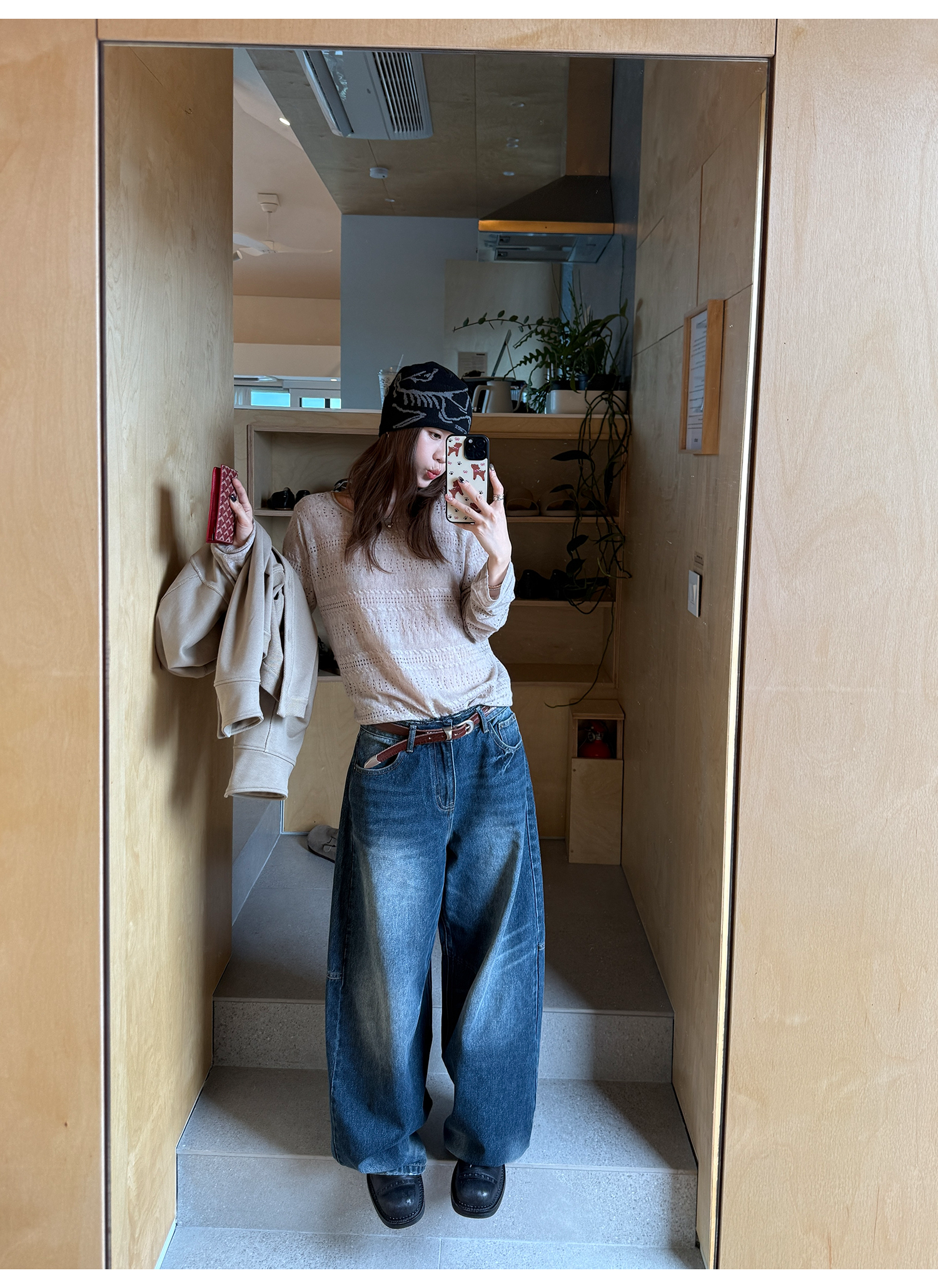 LelyMooch ヴィンテージ風 猫爪ワイドパンツ  LEM225