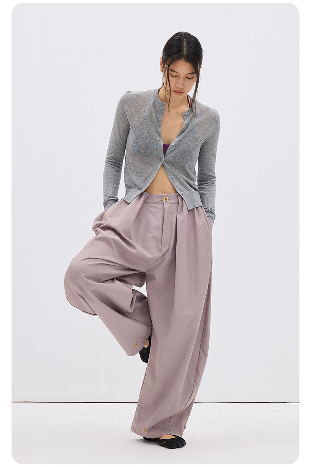 Pantaloni Ampi con Drappeggio Strutturat  LOM057
