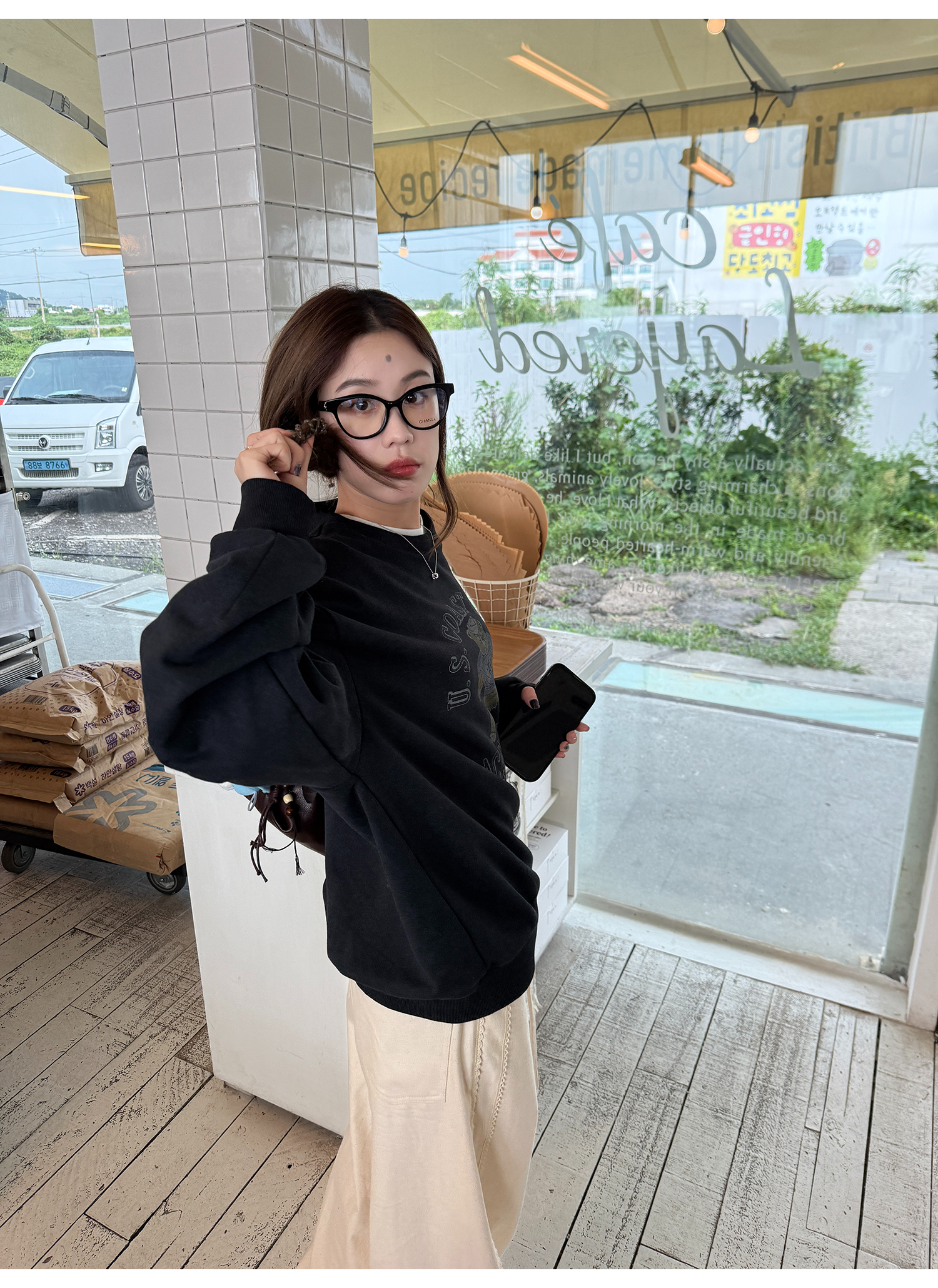 LelyMooch くまプリント古着風スウェット  LEM231