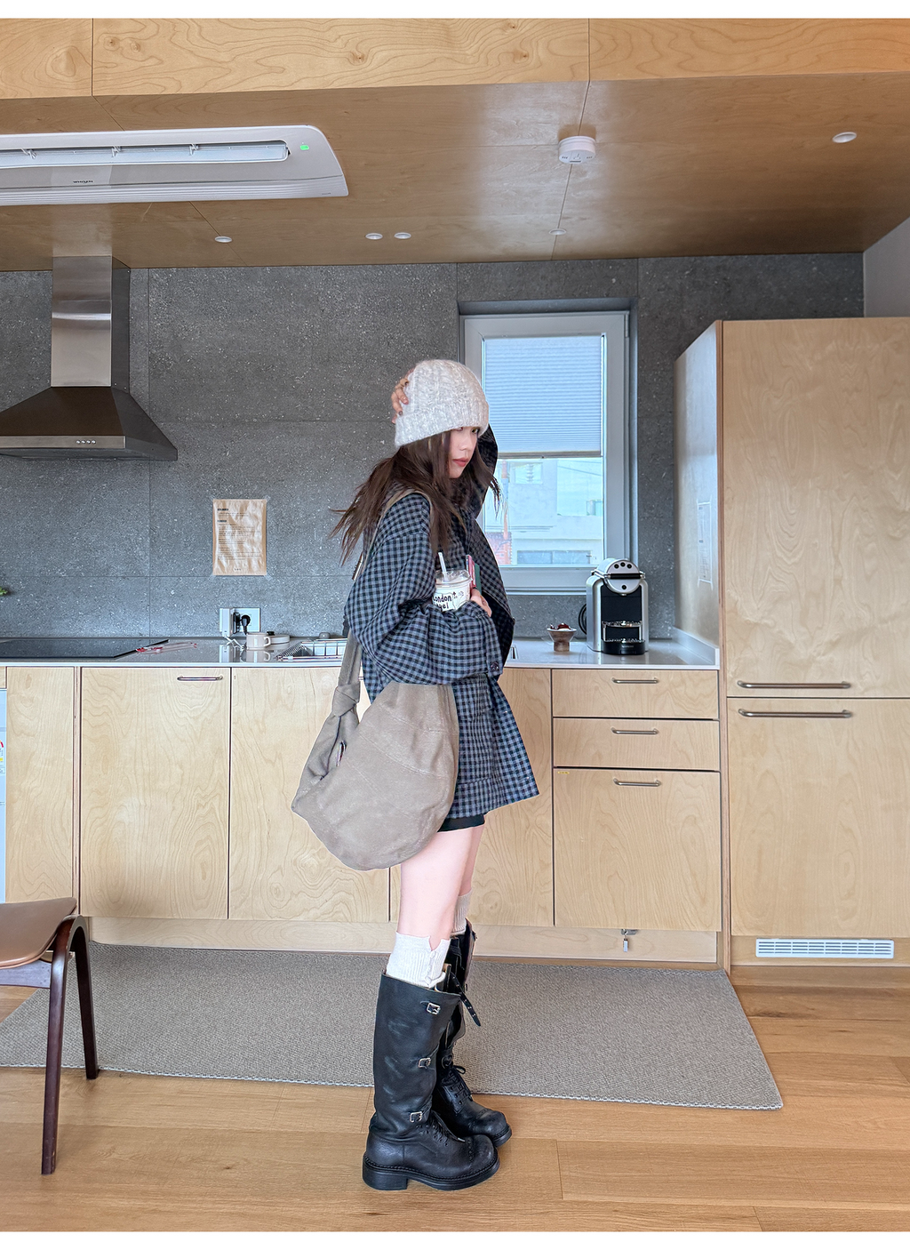 LelyMooch ブラックグレーチェックジャケット  LEM248