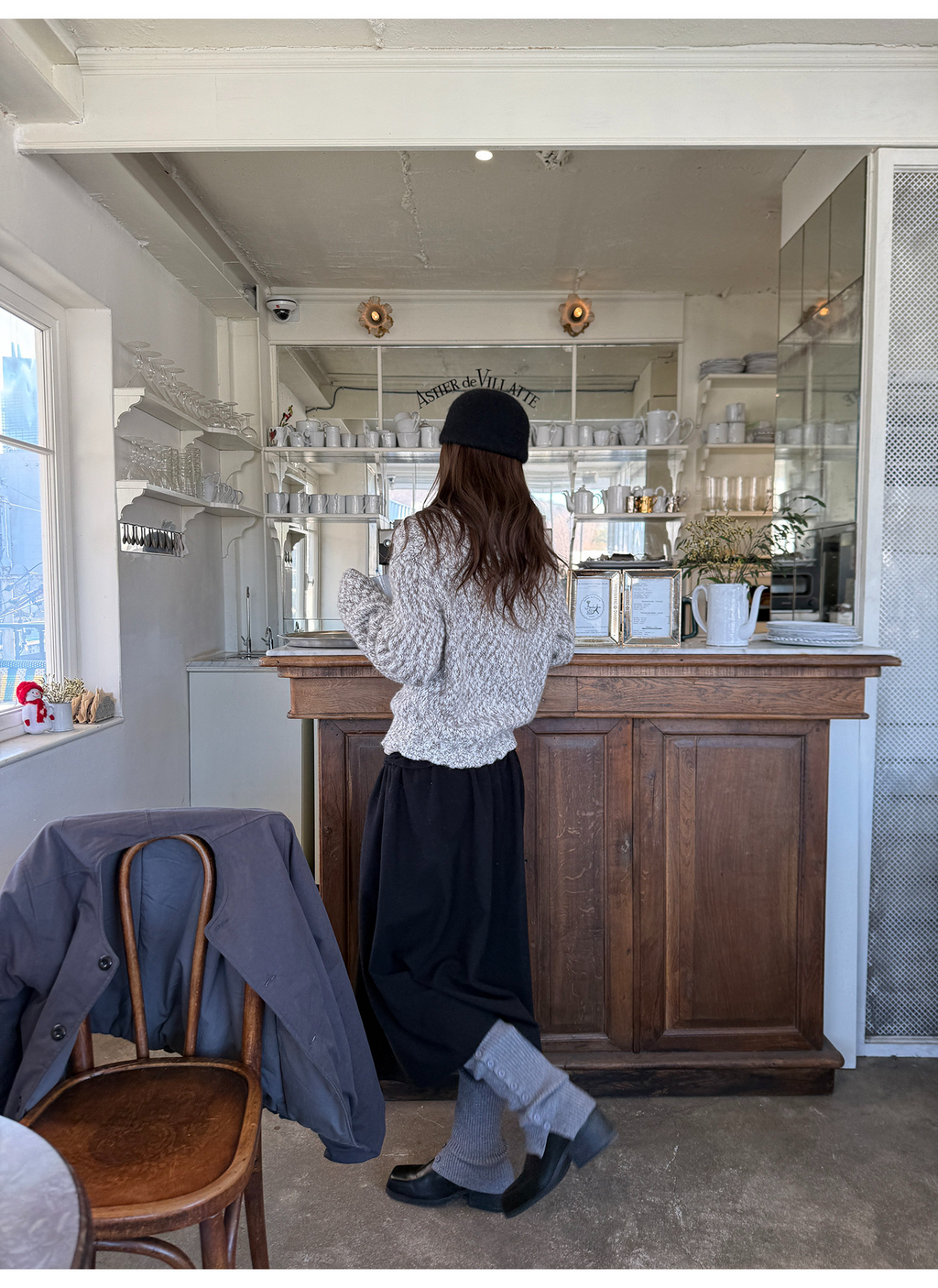 LelyMooch ウール混 ミックス編み ゆるニットカーデ  LEM313