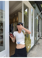 LelyMooch リヨセル白T  ラウンドネックで細見え  LEM333