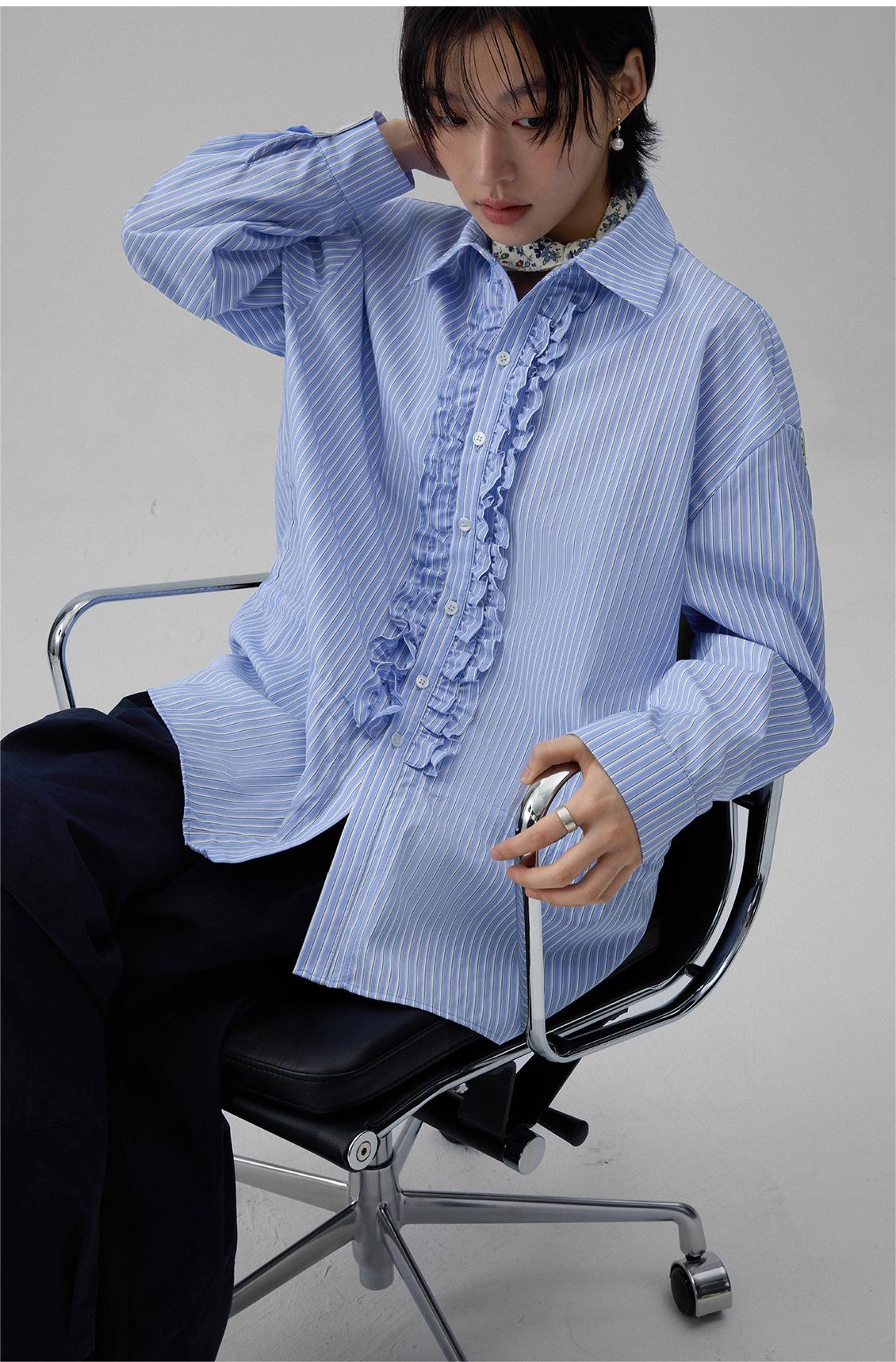 LoomL  ブルーストライプシャツ  LOM011