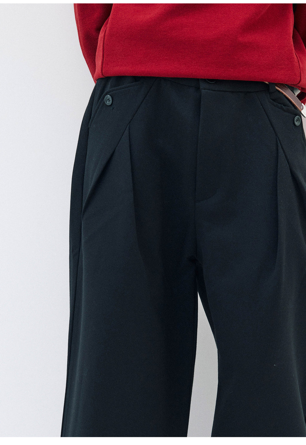 ハリ感Aラインシルエット重厚ウォーム素材スラックスClean Fit  LOM031