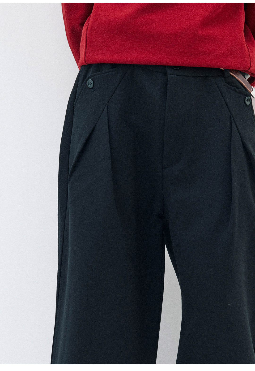 ハリ感Aラインシルエット重厚ウォーム素材スラックスClean Fit  LOM031