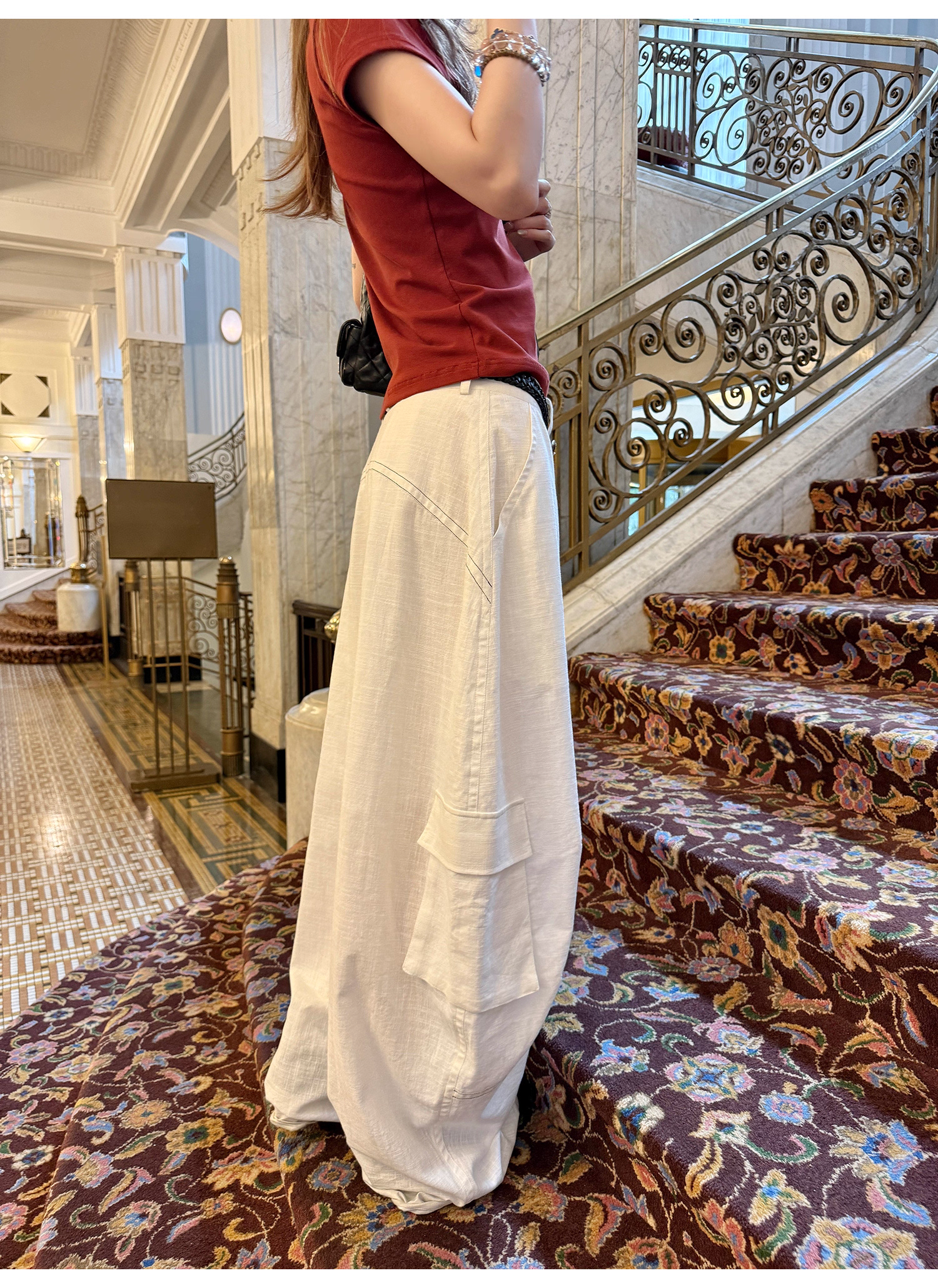 LelyMooch ストリート白ワイルドパンツ  LEM190