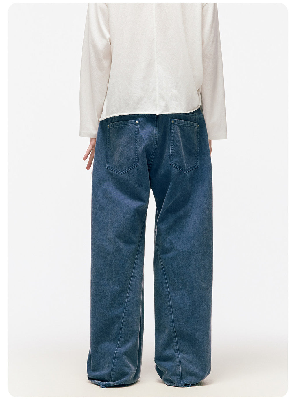 ムラ感デニム 断ち切り仕様 紐プレゼント イージーワイドパンツ LOM041