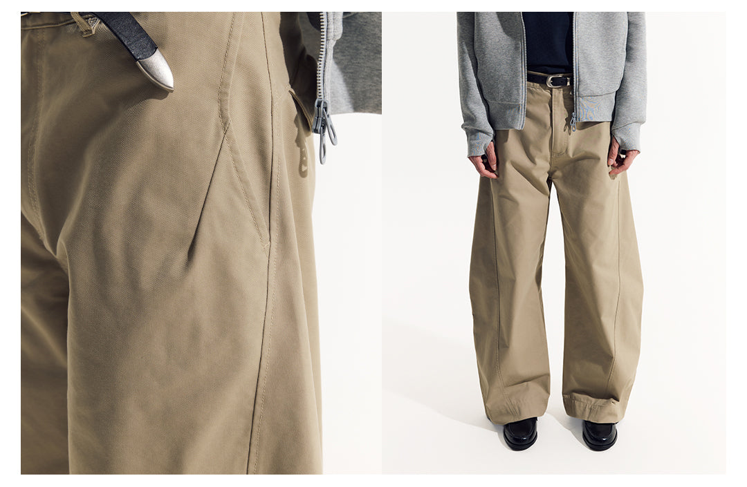 立体カーブドライン × ワイドシルエット構造タックデザインパンツ LOM030