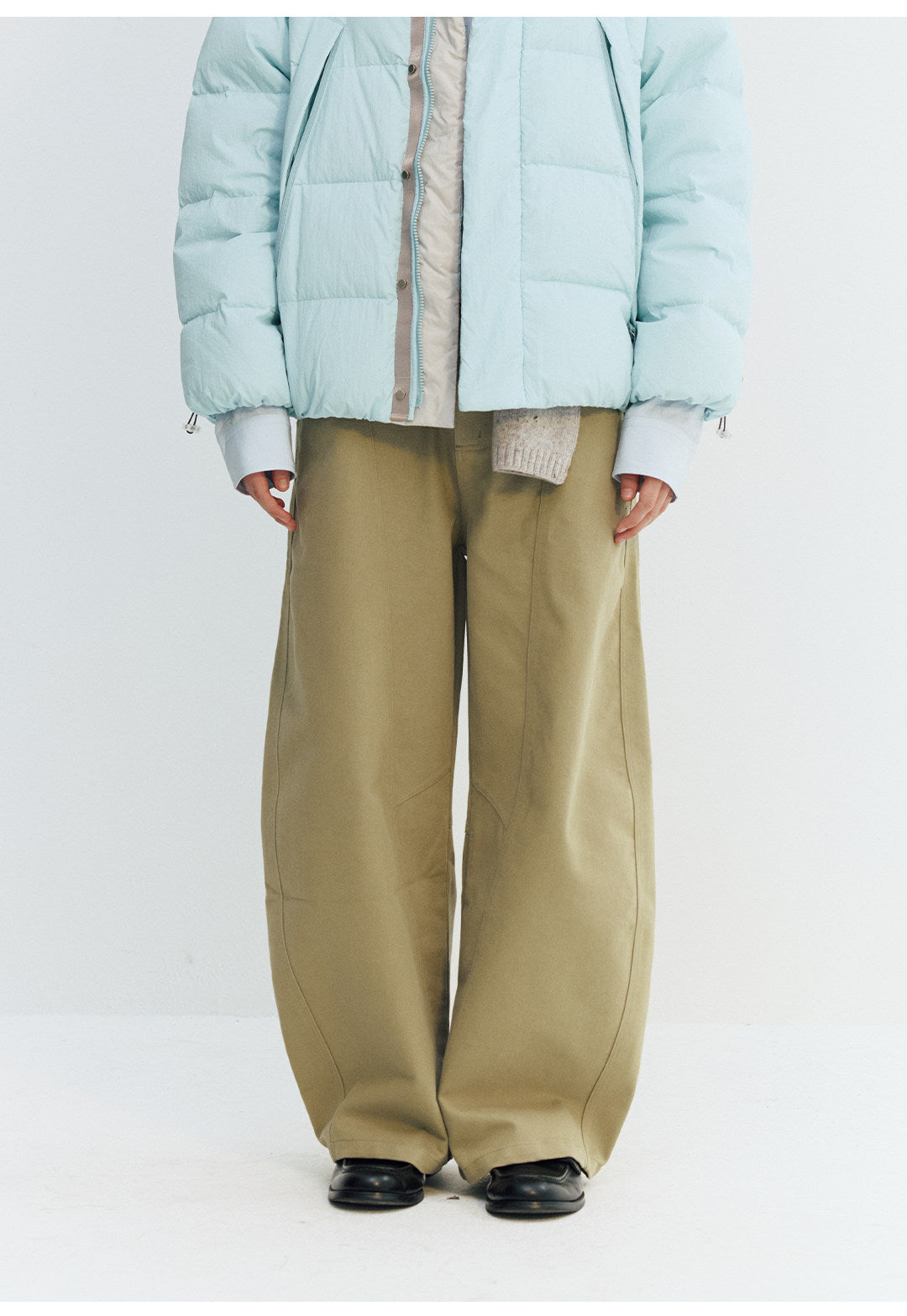 カーブ切替デザイン ツイルバレルパンツ  LOM050