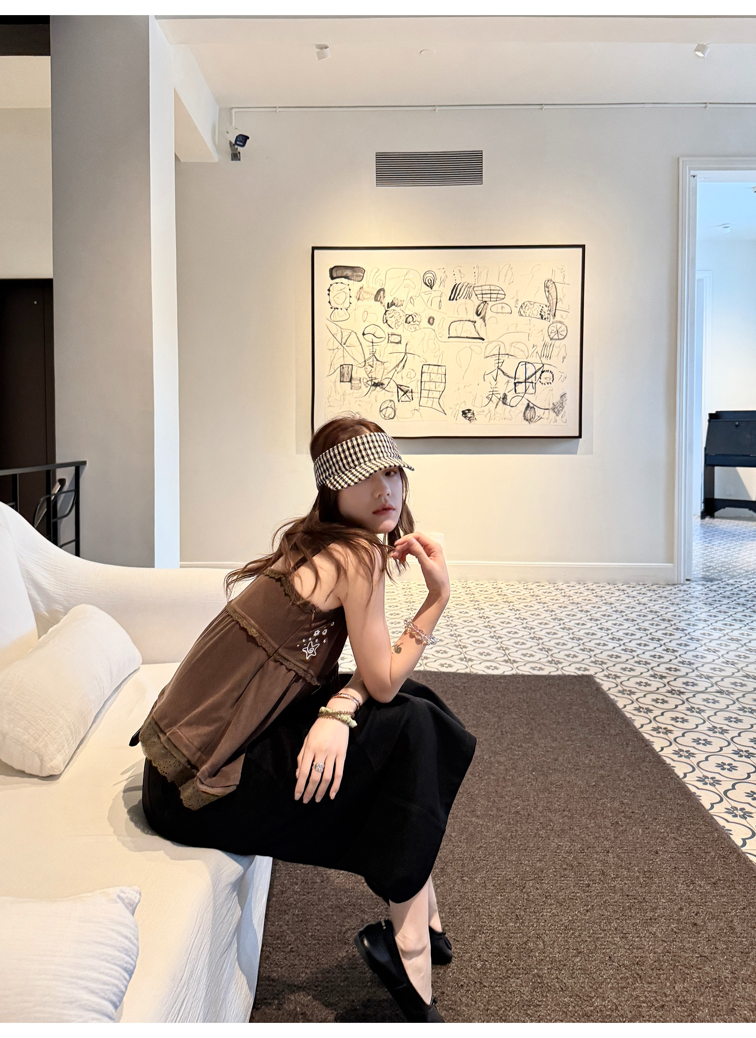 LelyMooch Aライン ワイドパンツ七分丈  LEM202