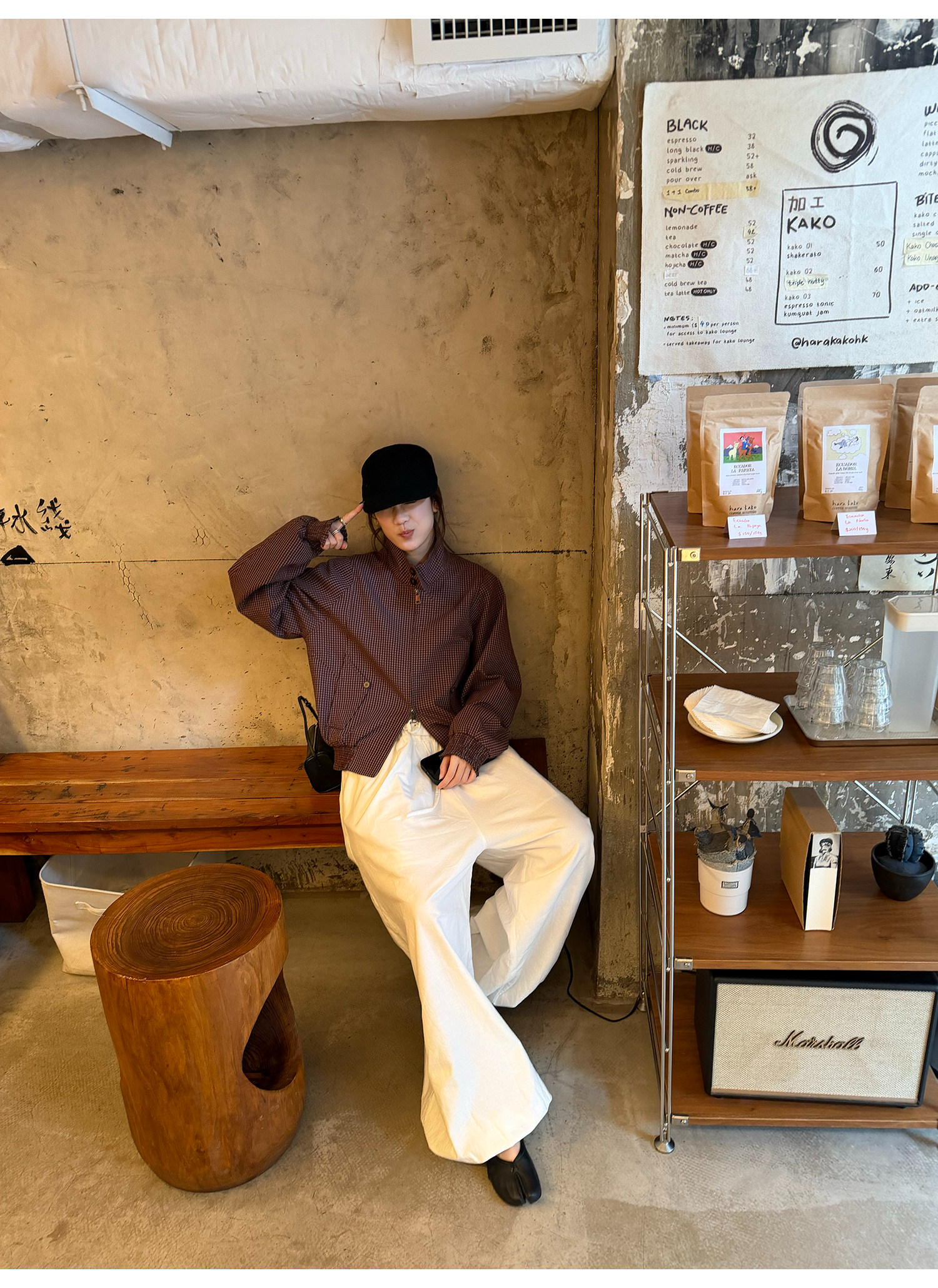 LelyMooch チェック柄スタンドカラーダブルジップブルゾン  LEM318