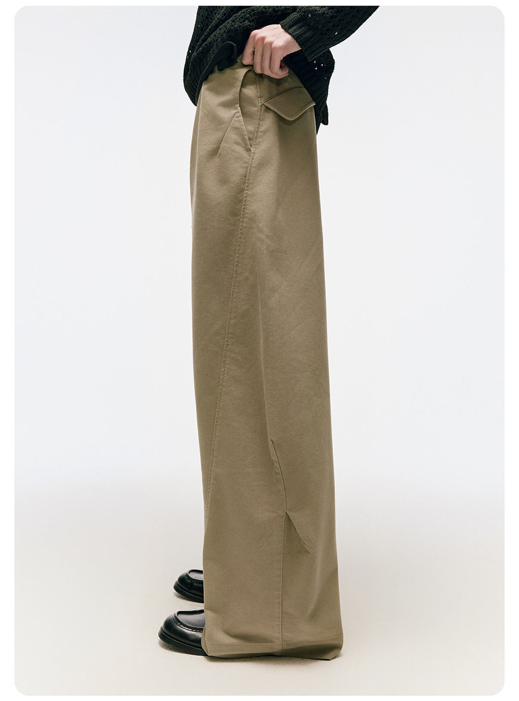 立体カーブドライン × ワイドシルエット構造タックデザインデニムパンツ LOM030