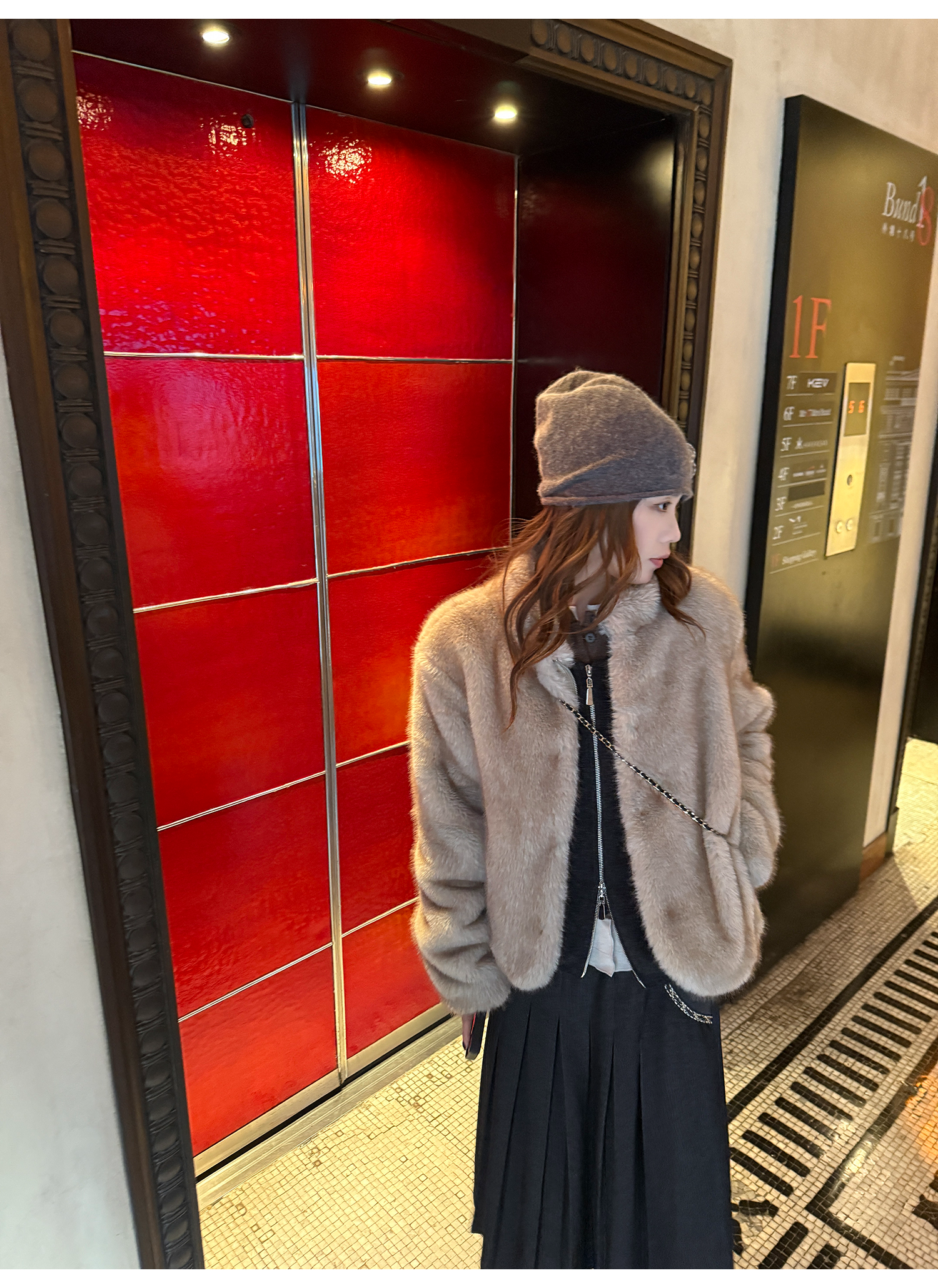 LelyMooch ふわふわエコファーコート｜オートミール  LEM268