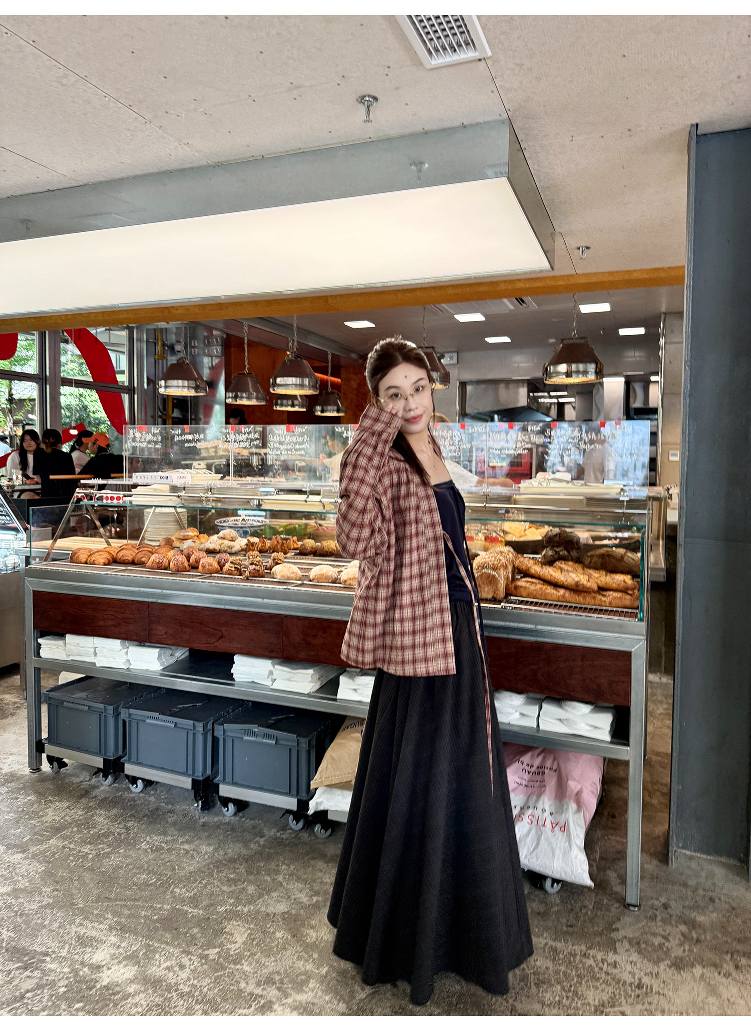 LelyMooch ふんわりチェックロングスカート  LEM208