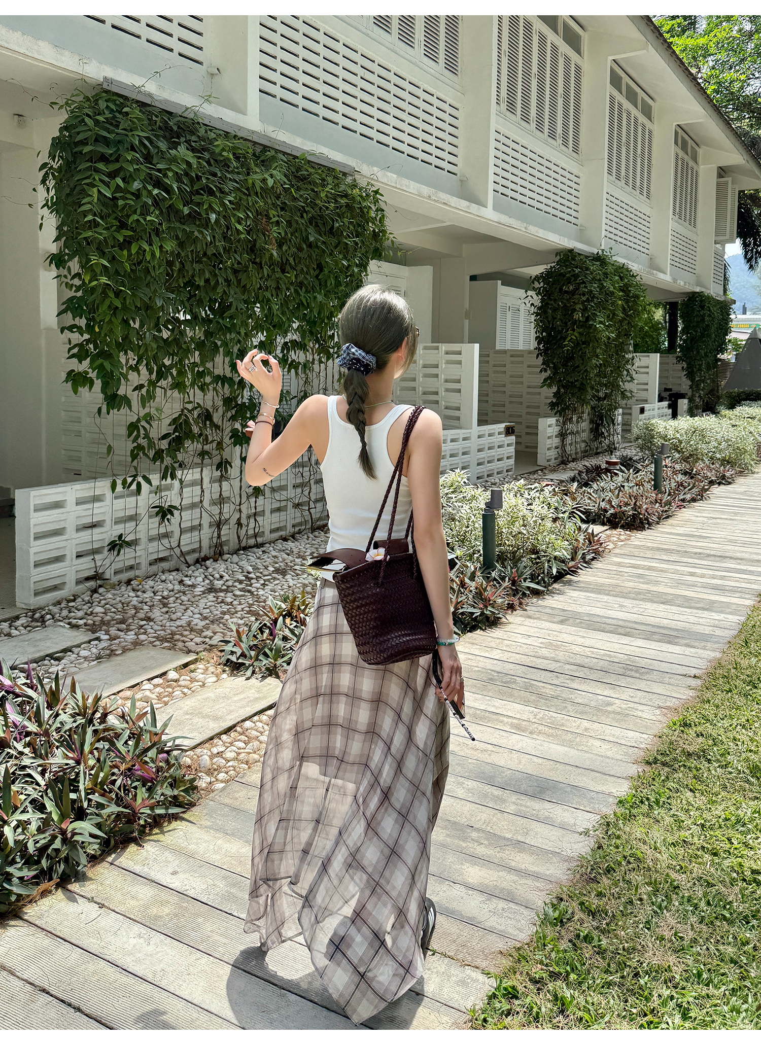 LelyMooch  水彩花柄プリントのリブベスト  LEM095