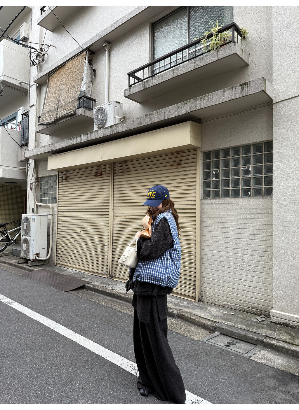 LelyMooch ギンガムチェック スタンドカラー ダウンベスト  LEM291