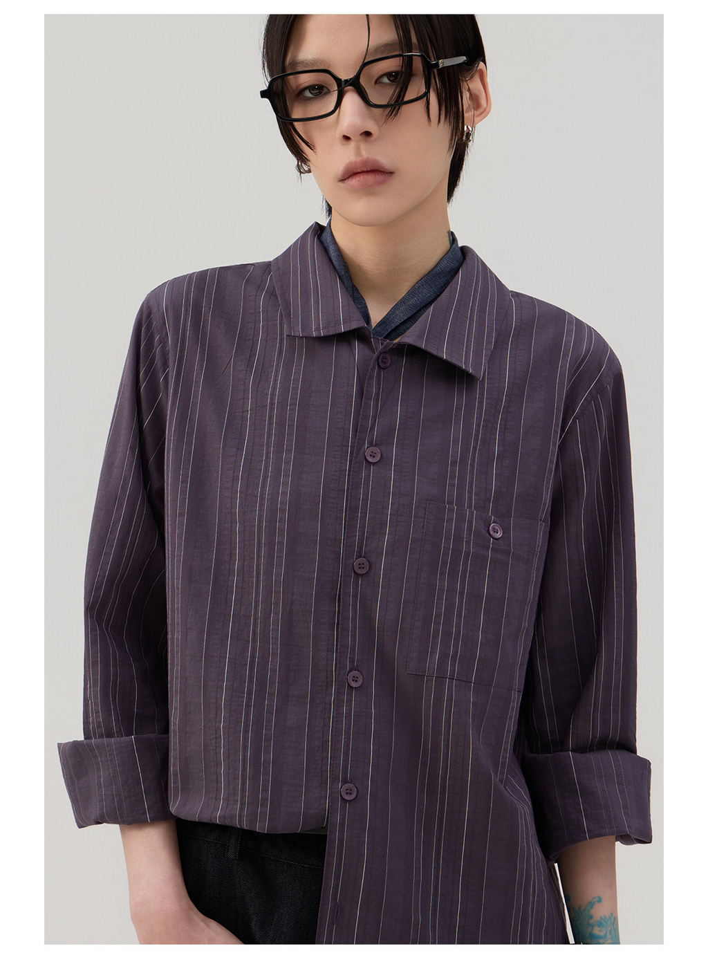 細縦縞 レギュラーシャツ  LOM043
