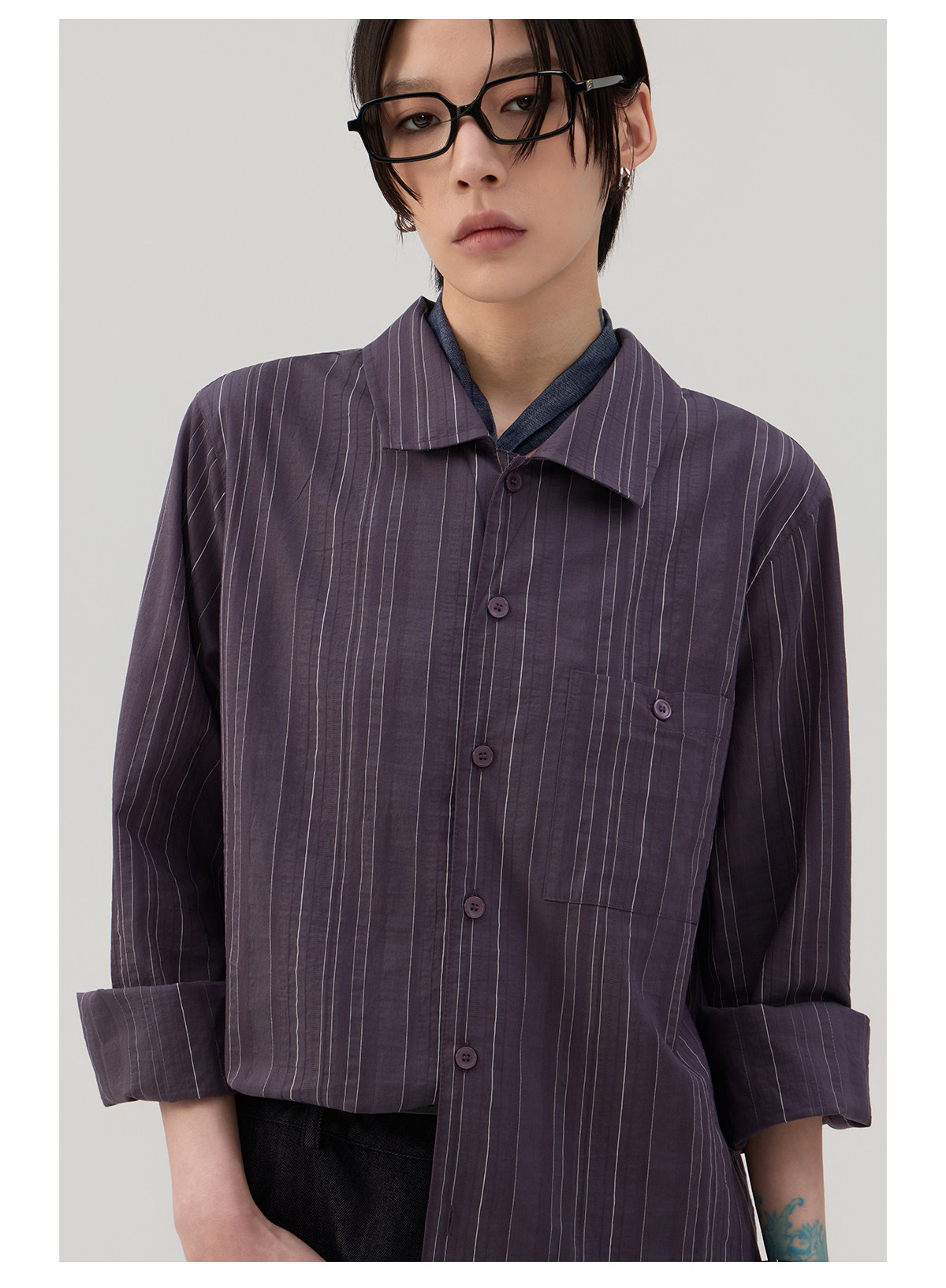 細縦縞 レギュラーシャツ  LOM043