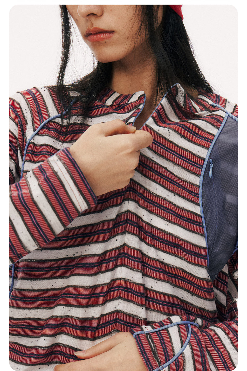 Striped Half-Zip Long Sleeve LOM104