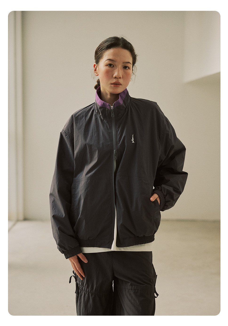 防風×配色リバーシブル仕様 立ち襟スポーツジャケット  LOM032