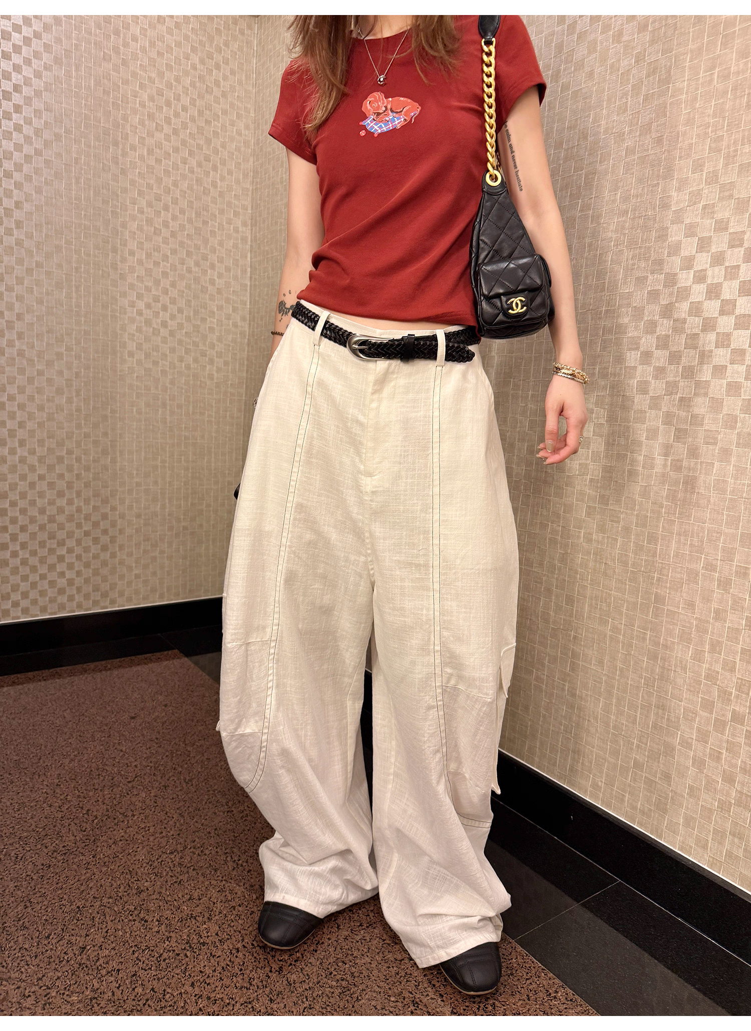 LelyMooch ストリート白ワイルドパンツ  LEM190