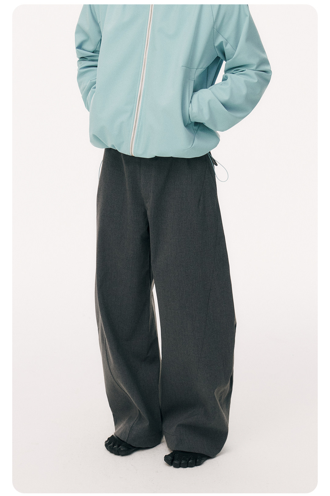 Wool Blend Curved Slacks | Crisp, Draping, Wrinkle-Resistant LOM053